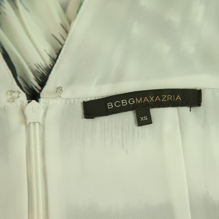 BCBG Max Azria Blue Green Gray Stripes Sleeveless Mini Length Dress size XS