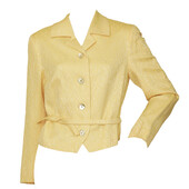 Dries Van Noten Yellow Floral Jacquard Wool Silk Button Fitted Jacket size 40