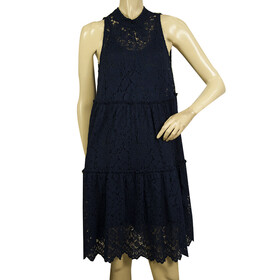 Devotion Blue Lace Knee Length Sleeveless Layered Cocktail Dress, New