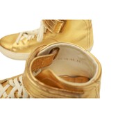 Pierre Hardy  Gold Leather Sneakers High Top Lace Up Strap Trainers Shoes 40