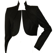 Zac Posen Black 100% Wool High Neck Bolero Cropped Fashion Jacket size S