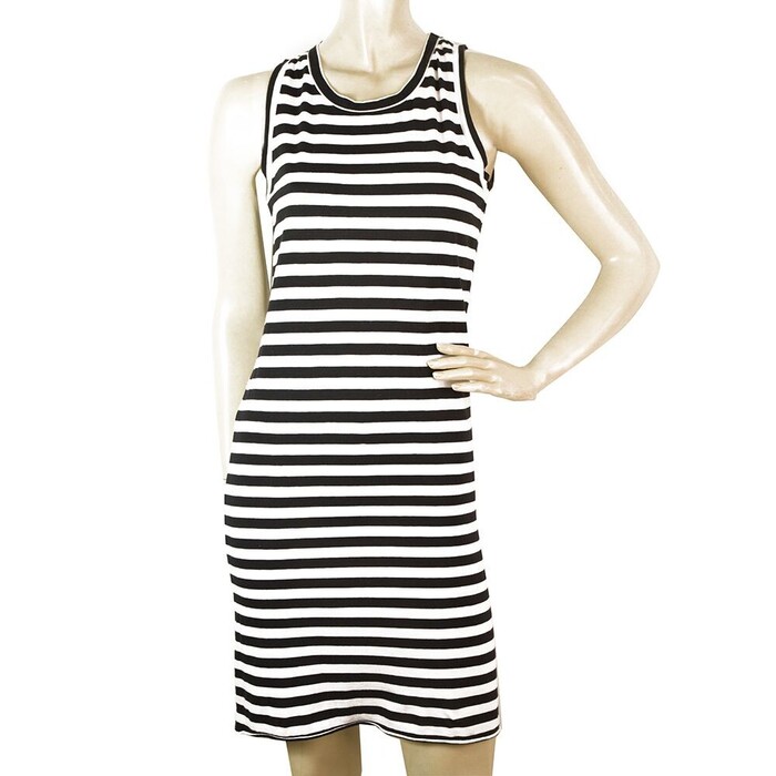 Barbara I Gongini Black & White Stripes Sleeveless Mini Length Tank Dress sz 36