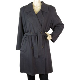 Marella Woman&#039;s Belted Blue Cotton Trench Double Brusted Jacket Coat sz US 6