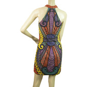 Forever Unique Mika Multicolor Halter Sleeveless Laser Cut Mini Dress size UK 8