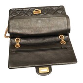 Chanel 2.55 Reissue 225 Double Flap Bag in Black with gold tone hardware small