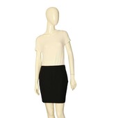 Romeo Gigli Black Pencil Virgin Wool Side Zipper Short Mini Length Skirt Size 42