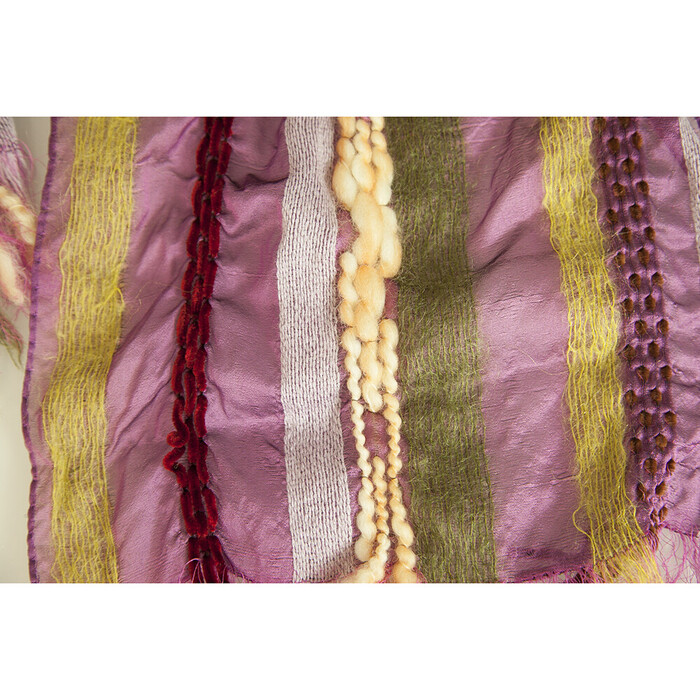 Multicolor Purple Stripes Ruched Long Scarf Wrap Cache Col