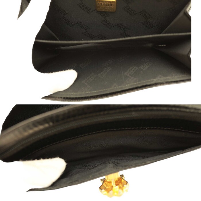 Gianfranco Ferre Black Lizard Leather Flap Top Clutch Bag Goldtone Lion Paw