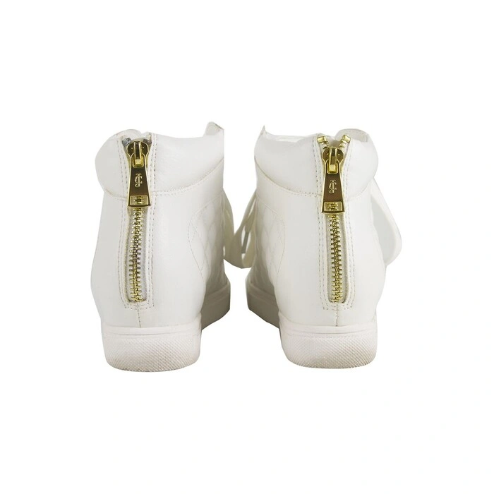 Juicy Couture Quilted White Leather High-Top Sneakers Wedge