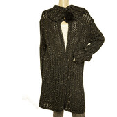 Wanlee Black & Gold Shiny Acrylic Knit Long Cardi Cardigan size 1