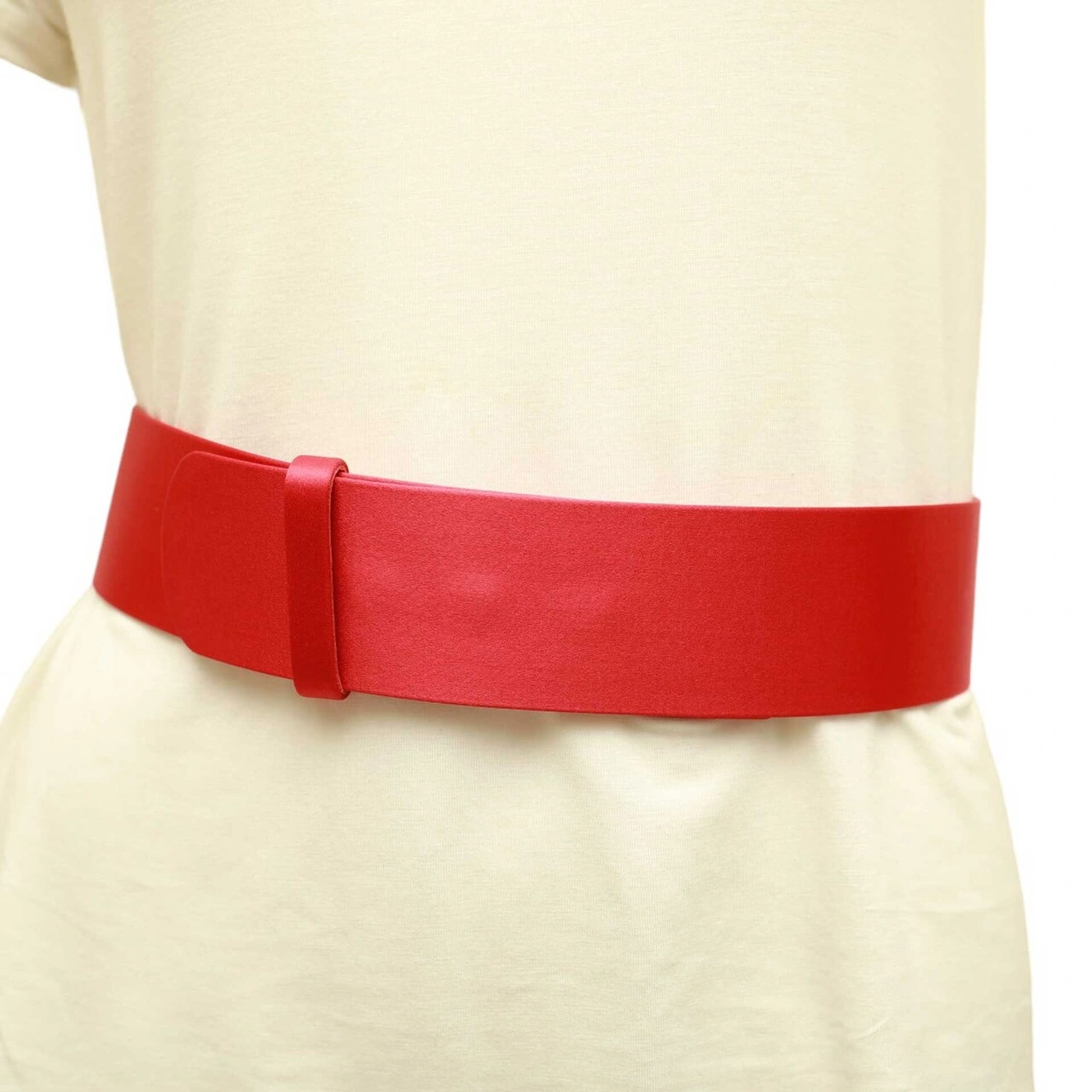 Alexander McQueen Red Leather Snap Button Women's Waist BELT