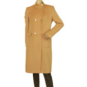 Valentino Double-breasted beige wool coat gold buttons militaire style stand up collar