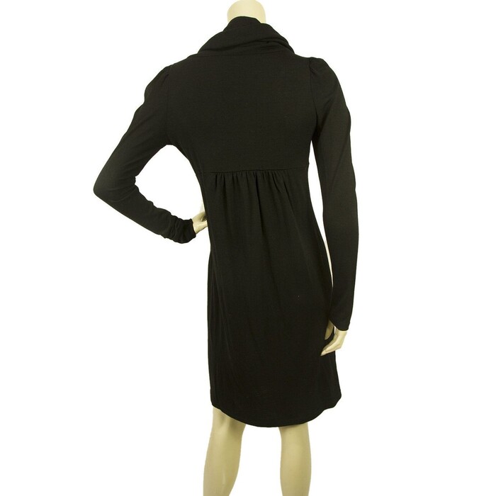 Vanessa Bruno Black Wool Fine Knit Long Sleeves Cowl Neck Mini Dress