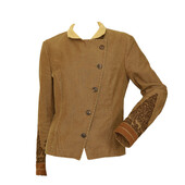 Dries Van Noten Brown Cotton Embroidered Button Closure Fitted Jacket size 40