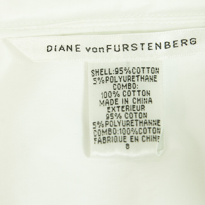 Diane Von Furstenberg DVF KAY White Cotton Back Pleats Button Tunic Shirt Top 8