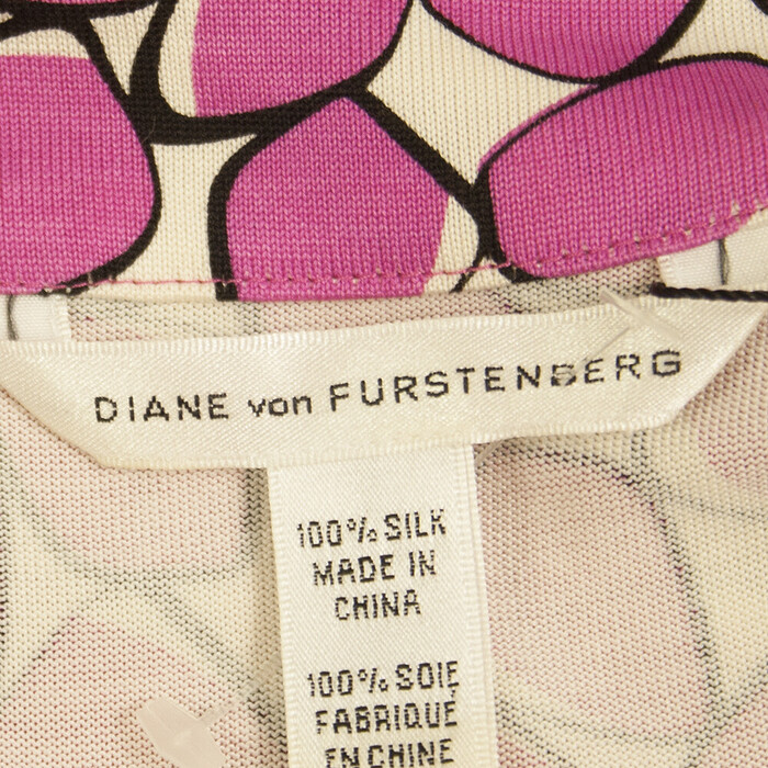 DVF Diane Von Fustenberg Taran Silk Fuchsia White Sleeveless Mini Dress size 4