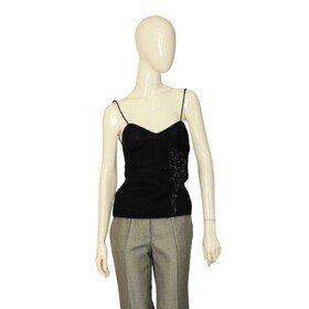 Alessandro Dell Acqua Black Wool Knit Beaded Camisole Sleeveless Top size 44