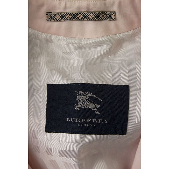 Burberry London Pink Cotton White Lining Single Brusted Trench Jacket Coat