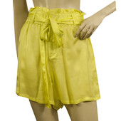 Nisw Yellow Bermuda Paperbag Shorts w. Belt Summer Holiday - Size M