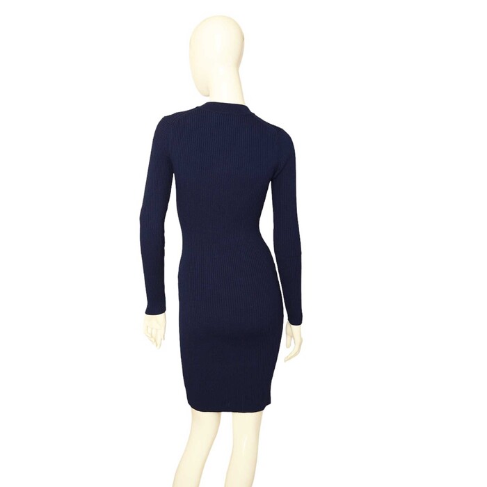 Michael Kors Navy Blue Viscose Knit Long Sleeves Mini Dress size S