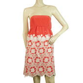 Tibi 100% Silk Red & White Floral Strapless Mini Dress size 2