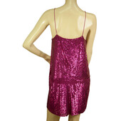 Joseph Fuchsia Pink Fully Sequined Mini Length Sleeveless Spaghetti Dress size L