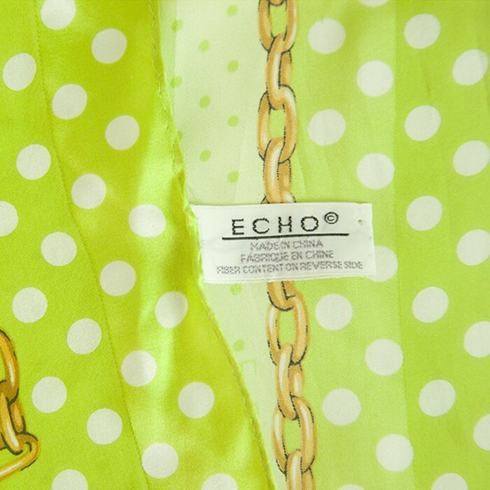 Echo Green Polka Dots Square 100% Silk Scarf Foulard Wrap