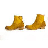 Zadig & Voltaire Teddy Yellow Suede Leather & Canvas Ankle Boot Booties Shoes 36