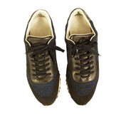 Louis Vuitton Men's Black & Blue Damier Trainers Rubber Sole Lace Up Shoes 7.5UK