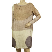 SophiStique Earthly Hues Linen Long Sleeves Pockets Dress size 42