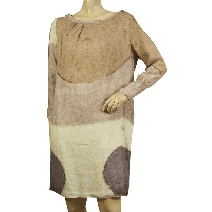 SophiStique Earthly Hues Linen Long Sleeves Pockets Dress size 42