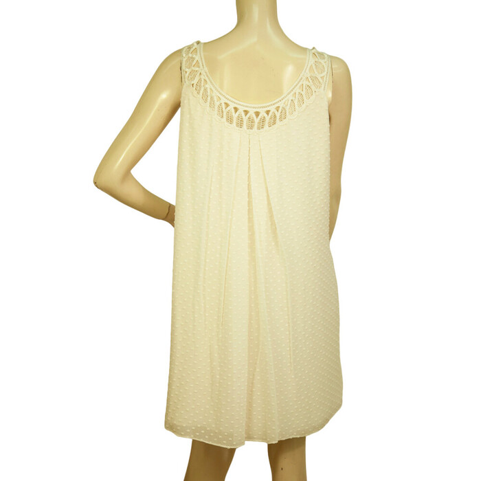 Temperley London Ivory Silk Cotton "Swiss Dot" Lace Straps Mini Dress size UK 10