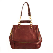 Dolce & Gabbana Burgundy Leather Flap Top Zipper Pocket Sicily Shoulder Hand Bag