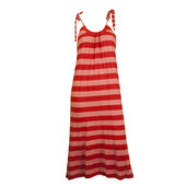 Sonia By Sonia Rykiel 100% silk Knit Red & Pink Stripes Summer Calf Dress