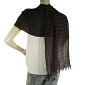 Trussardi Jeans Gray Purple Rectangular Ruched Long Scarf Shawl