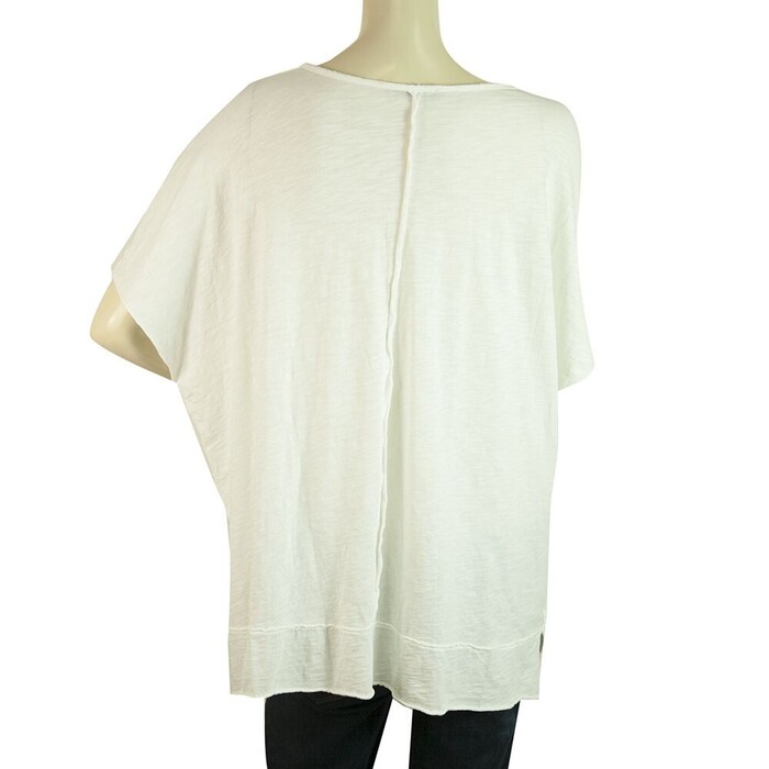 Milla White Oversize V Neckline Long Blouse Cotton Top One Size