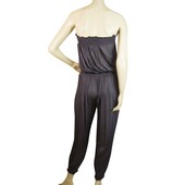 Purple Women’s Semi Sheer Silky Strapless Overall Jumpsuit