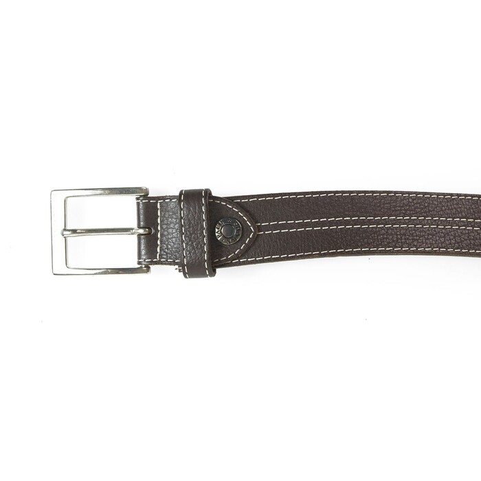 Paul & Shark Brown Men's Leather Belt w. Contrast White Stitching