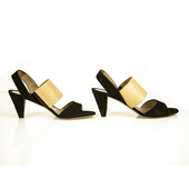 Fendi Black Suede Beige Raffia Open Toe Sandals Shoes Slingback Heels size 39