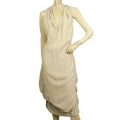 Vivienne Westwood Cream Draped Asymmetric V neckline Calf Length Dress size 44