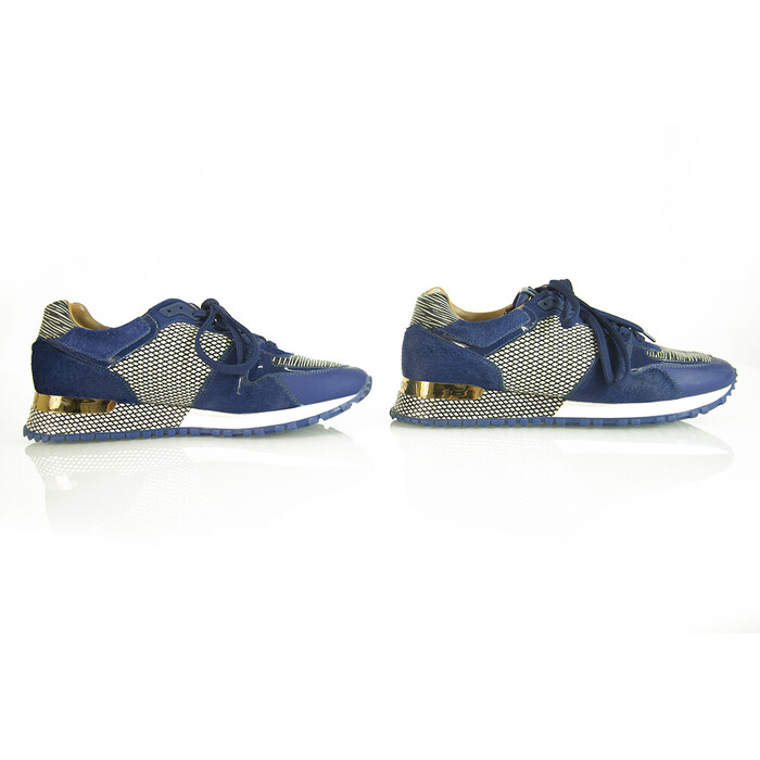 Louis Vuitton Run Away Blue Epi Calfskin Textile Sneakers with calf skin fur 36,5