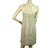 BCBG Max Azria Beige White Stripes Spaghetti Straps Mini Length Dress size XS