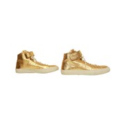 Pierre Hardy  Gold Leather Sneakers High Top Lace Up Strap Trainers Shoes 40