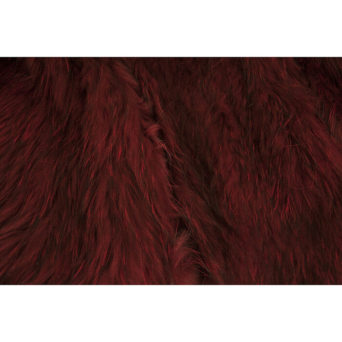 Sunrise 100% Raton Laveur Racoon Deep Red Fur Collarless Jacket Coat size M