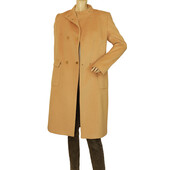 Valentino Double-breasted beige wool coat gold buttons militaire style stand up collar