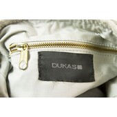 Dukas Gray Leather Sequined Canvas Gold Tone HW Shoulder Bag Crossbody Messenger