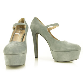 Miu Miu Light Blue Suede Sky High Heel Pumps Mary Jane Platform Shoes size 41