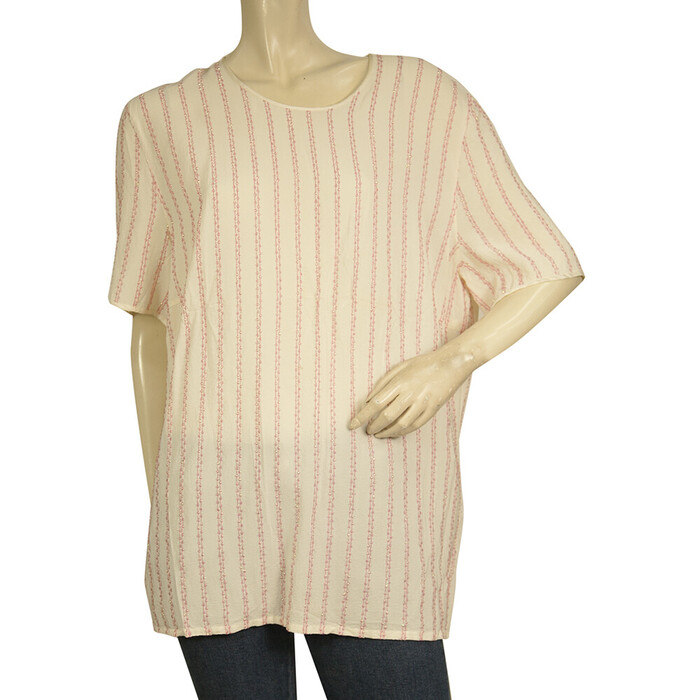 Escada Silk Cream with Pink Beaded Stripes Tunic Blouse Top Size 44