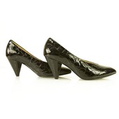 Clarks Black Croco Embossed Patent Leather Pointed Toe Pumps Heels Shoes UK 7