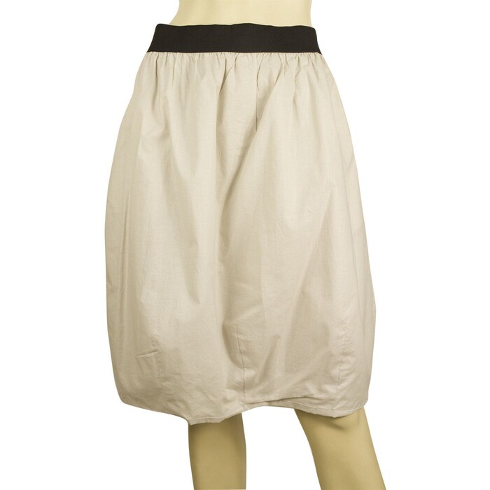 Marni Bubble Hem Beige Cotton Knee Length Summer Skirt w. Black Trim size 40